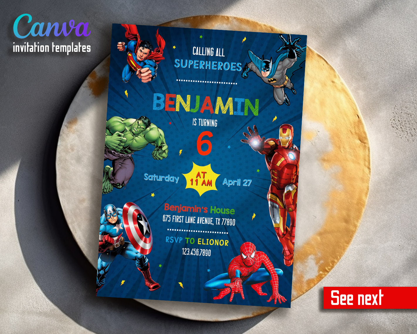 Avengers Marvel Superhero  customizable invitation template | Share or Print | boy | MY855