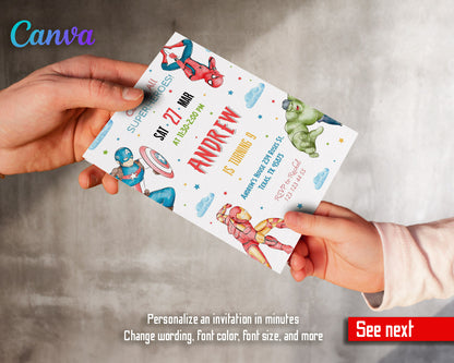 Avengers Marvel Superhero  customizable invitation template | Share or Print | boy | EW966