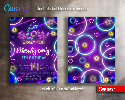 Lets Glow Crazy  customizable invitation template | Share or Print |  | JR467