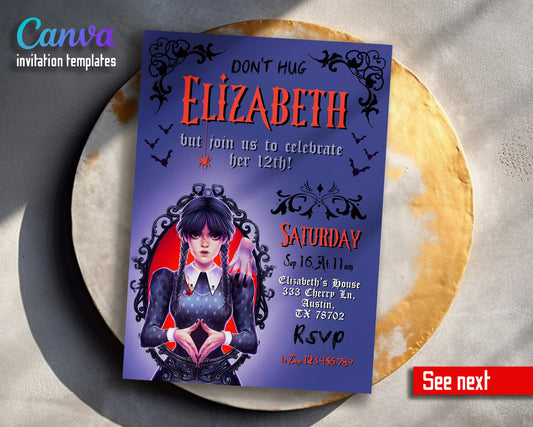 Wednesday Addams customizable invitation template | Share or Print | girl | IG111