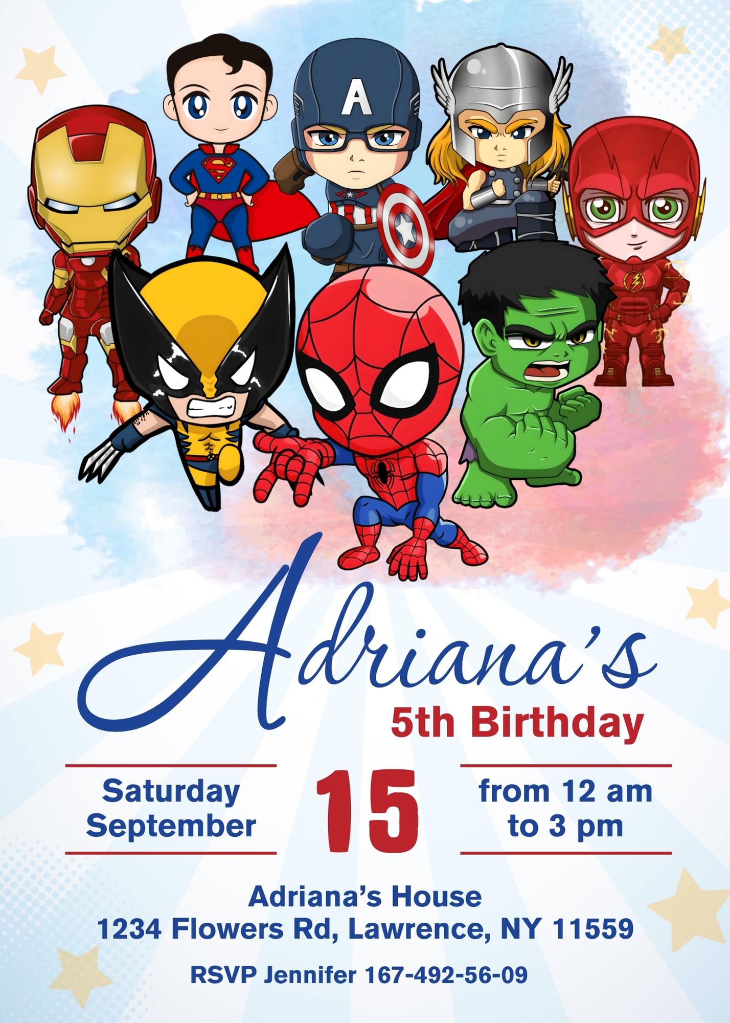 Avengers Marvel Superhero  customizable invitation template | Share or Print | boy | OL555