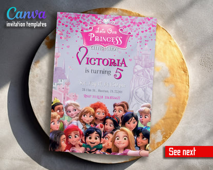 Disney Princess  customizable invitation template | Share or Print | girl | YO473