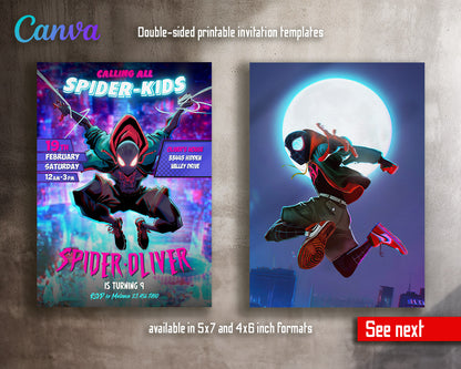 Spider Man Across the Spider-Verse customizable invitation template | Share or Print | boy | NA349