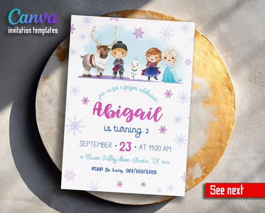 Frozen Elsa  customizable invitation template | Share or Print | girl | FF371