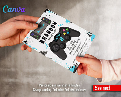 Gamer Party customizable invitation template | Share or Print | boy | WL275