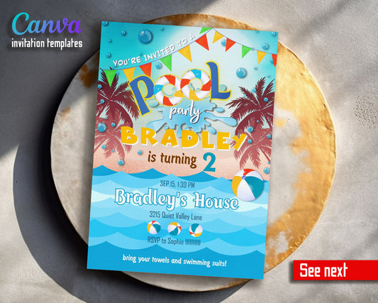 Pool Party customizable invitation template | Share or Print |  | DJ290