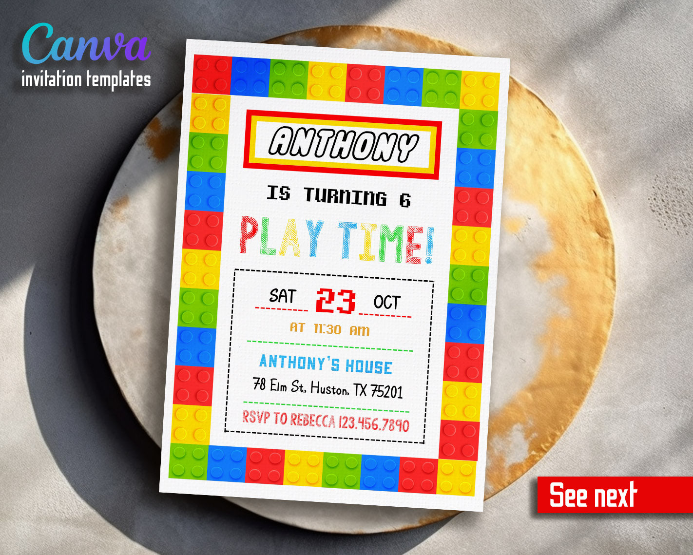 Lego  customizable invitation template | Share or Print |  | WK178