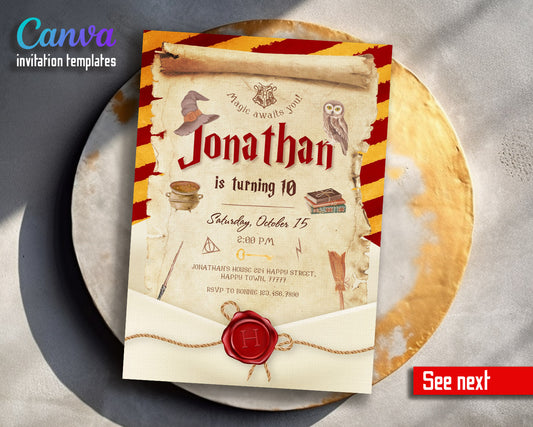 Harry Potter  customizable invitation template | Share or Print |  | OC680