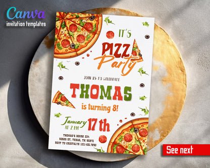 Pizza Party customizable invitation template | Share or Print |  | LF040