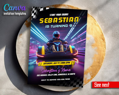 Go Kart Karting Racing customizable invitation template | Share or Print | boy | XB946