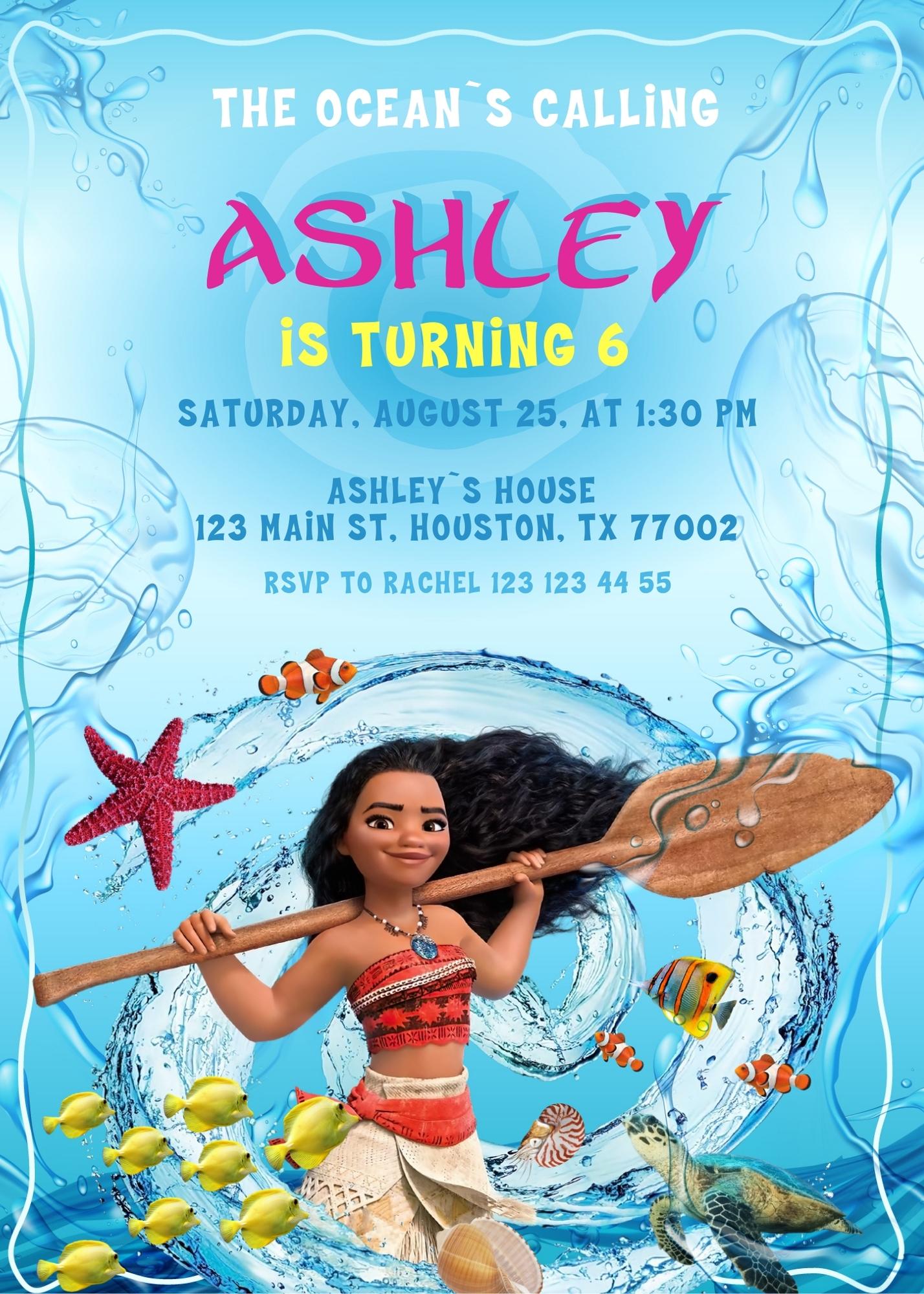 Moana Princess customizable invite template girl | instant download | Share or Print | IE096