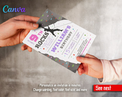 Rock Climbing  customizable invitation template | Share or Print |  | FG459