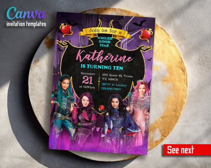 Descendants Disney  customizable invitation template | Share or Print |  | HF573