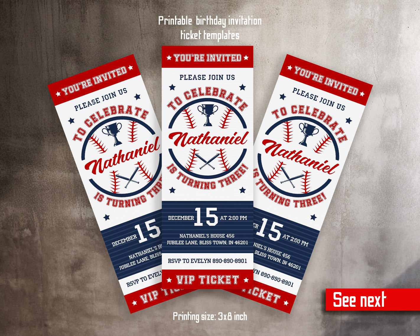 Baseball MLB Sport customizable invitation template | Share or Print | boy | JF527