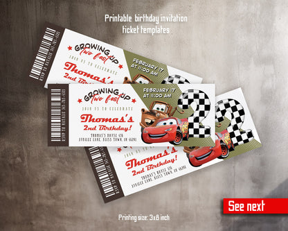 Cars Lightning Mcqueen Two customizable invitation template | Share or Print | boy | EZ727