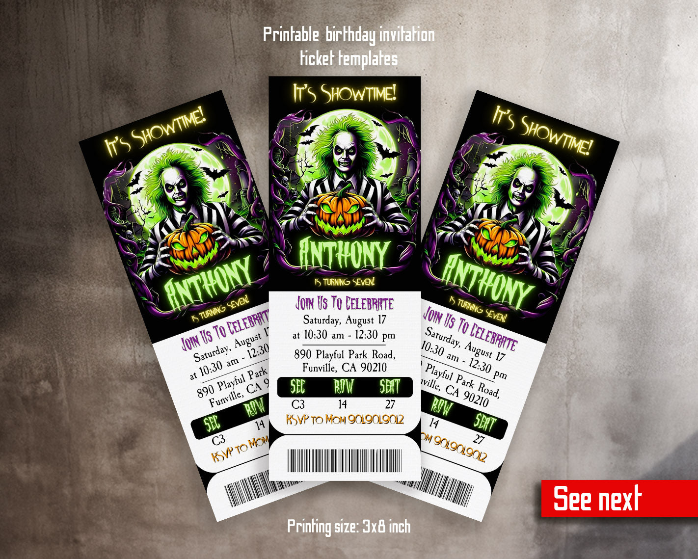 Beetlejuice Halloween customizable invitation template | Share or Print |  | LB102