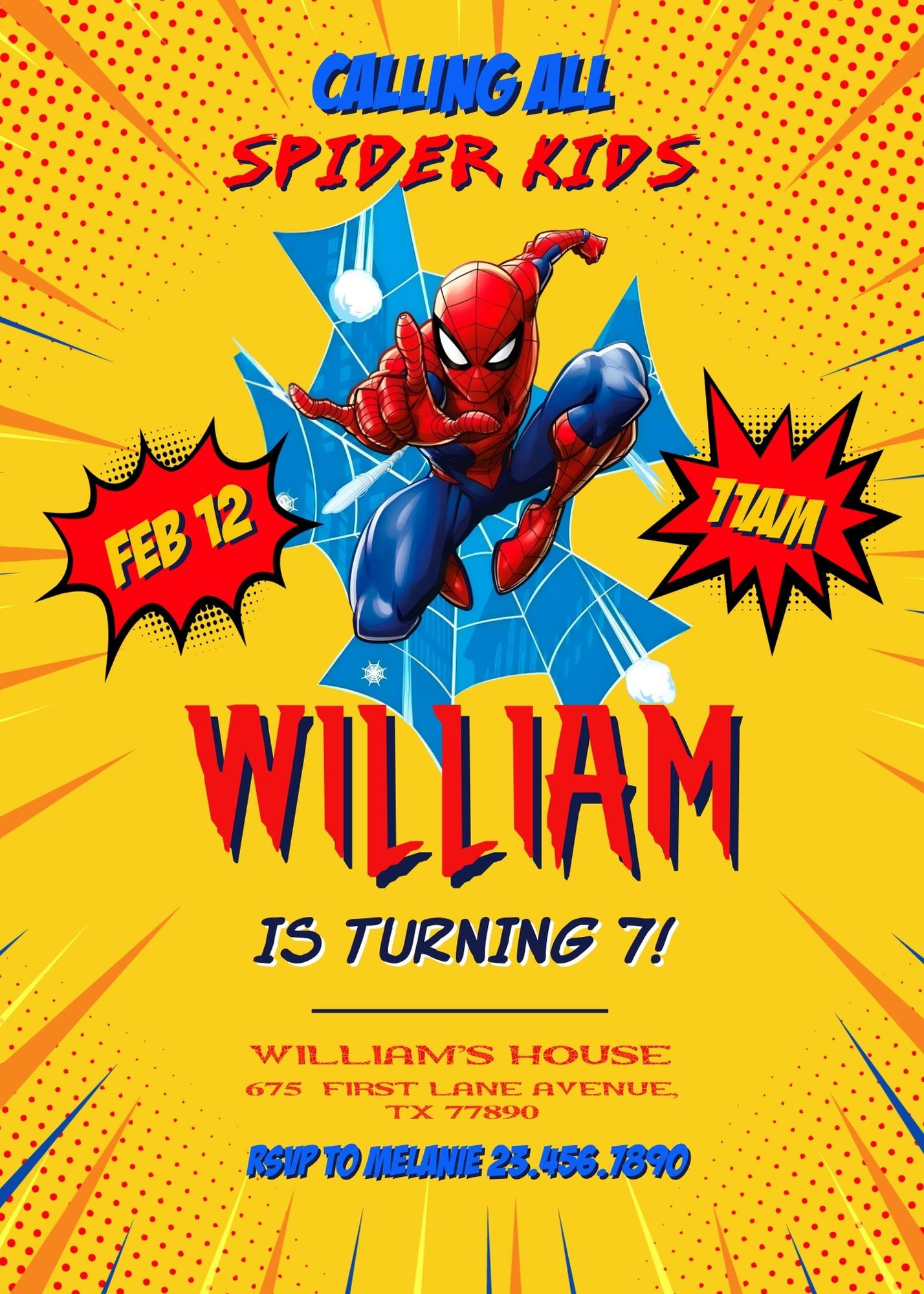 Spiderman customizable invite template | instant download | Share or Print | CS432