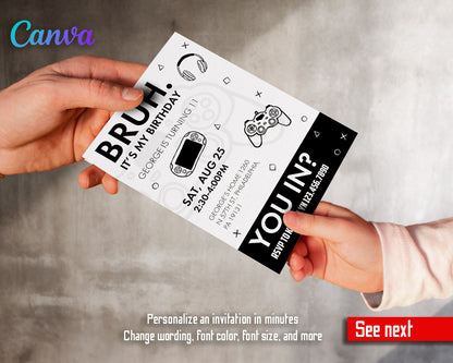 Bruh Gamer customizable invitation template | Share or Print | boy | IN757