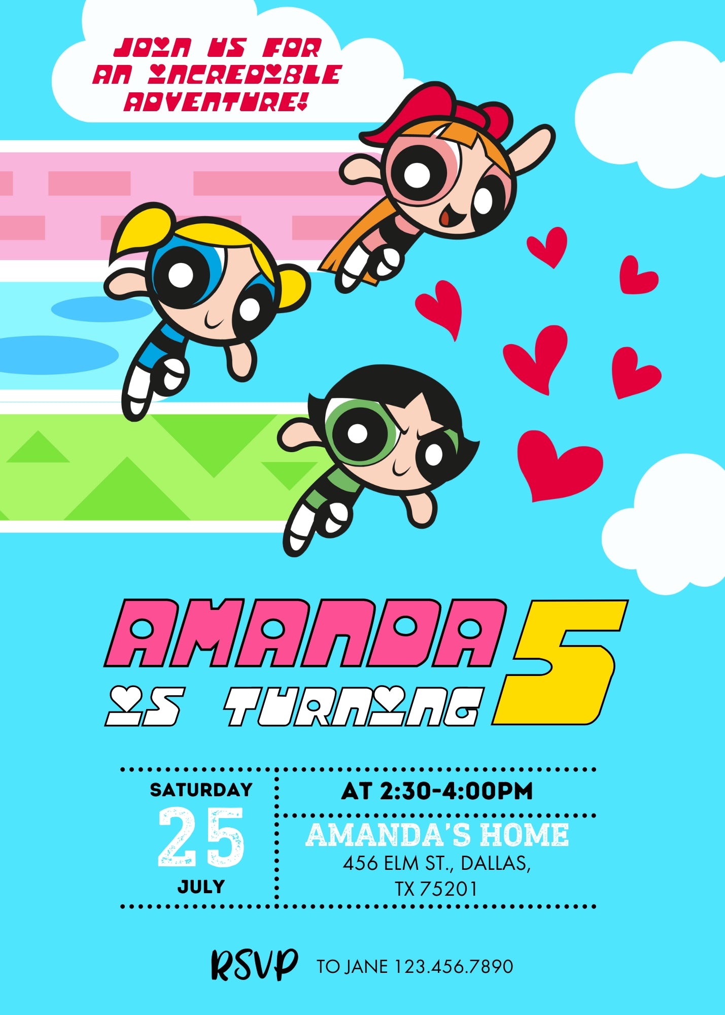 The Powerpuff Girls customizable invitation template | Share or Print | girl | RG682