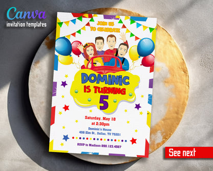 Wiggles One Finger One Thumb customizable invitation template | Share or Print |  | VC875