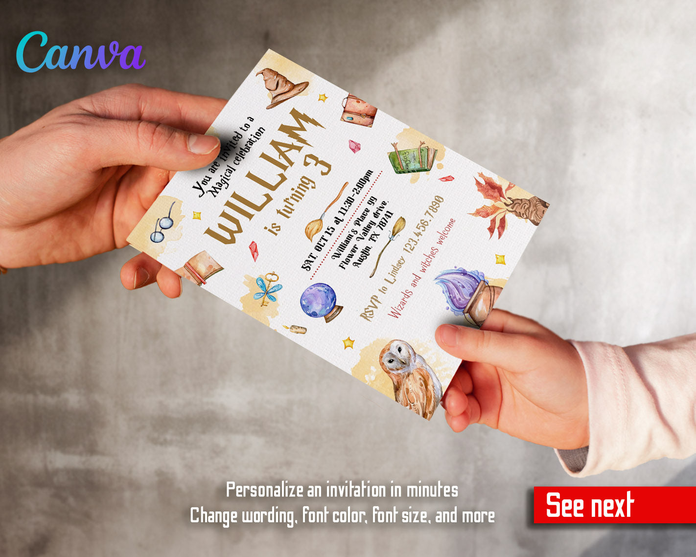 Harry Potter  customizable invitation template | Share or Print |  | AJ348