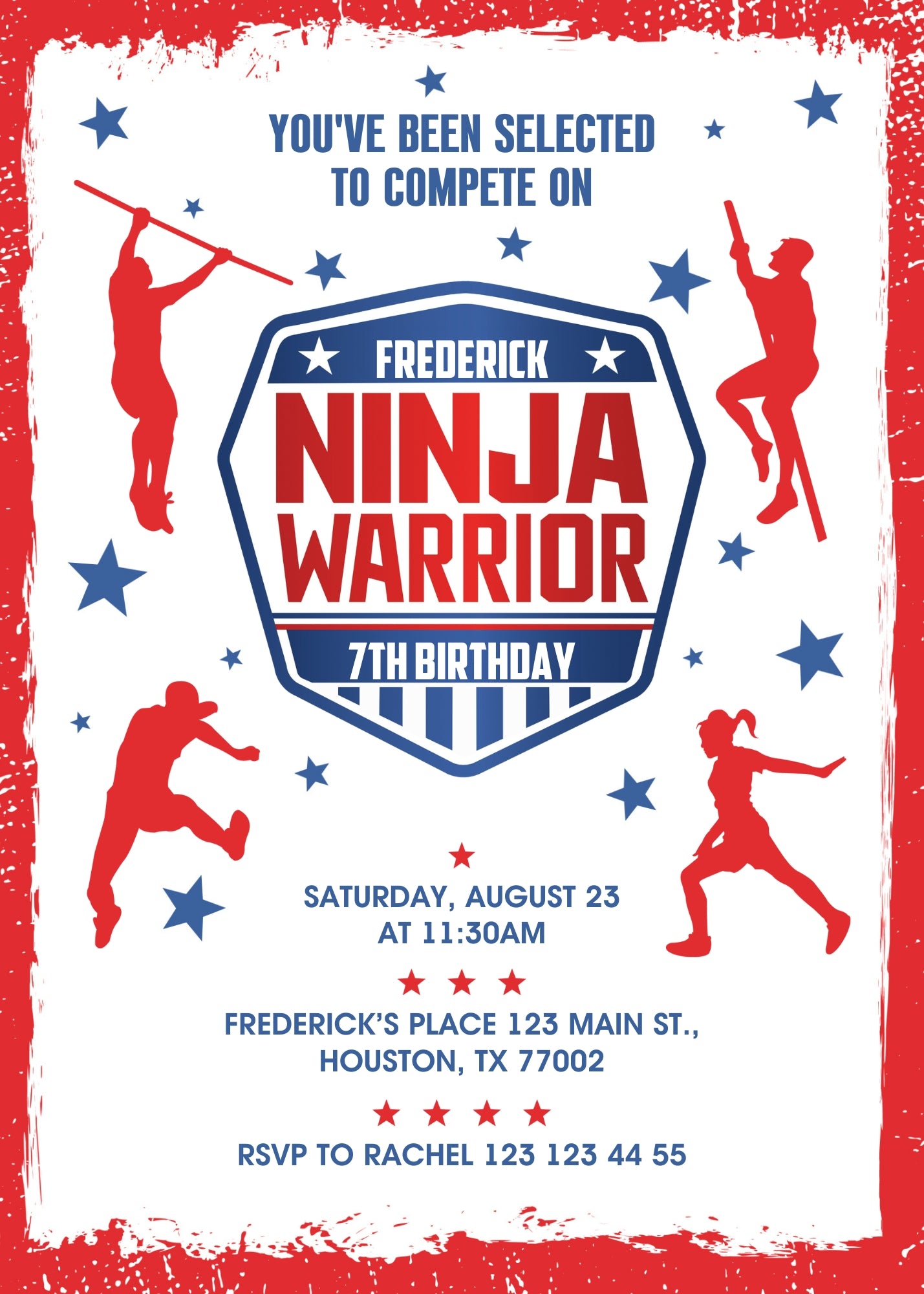 American Ninja Warrior customizable invitation template | Share or Print |  | QG715