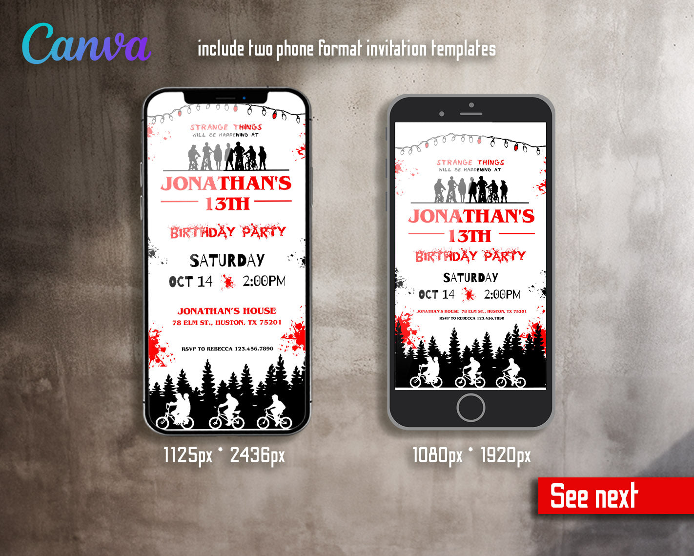 Stranger Things customizable invitation template | Share or Print |  | VB958