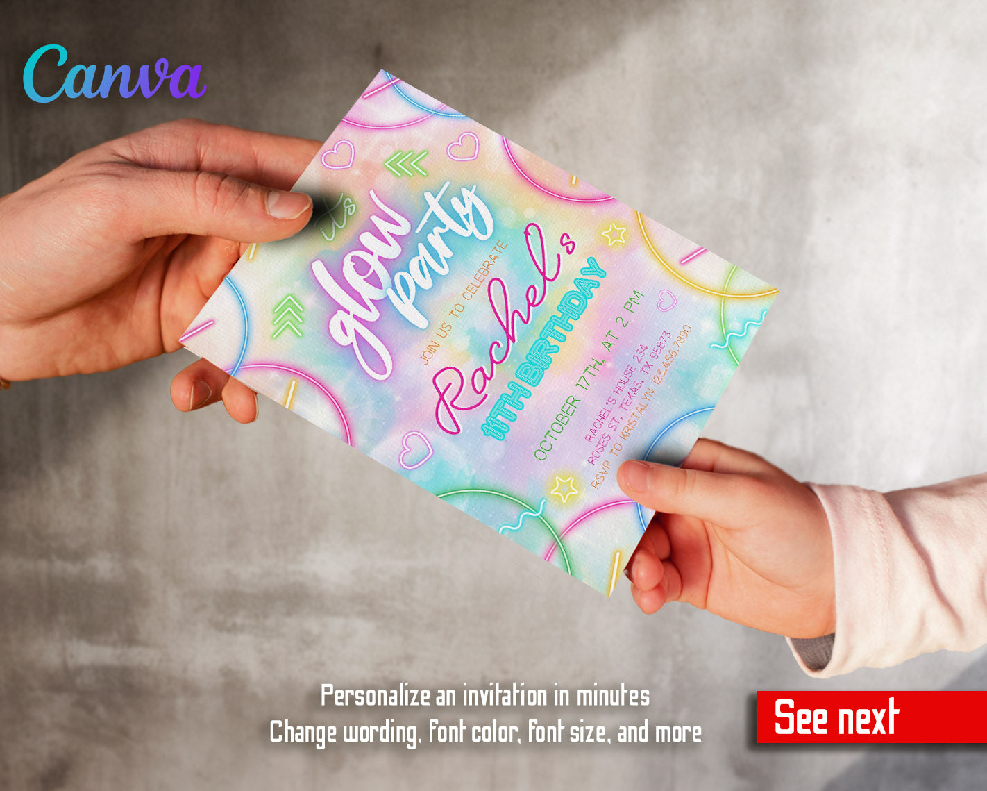 Lets Glow Crazy  customizable invitation template | Share or Print |  | TF968