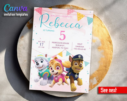 PAW Patrol customizable invitation template | Share or Print | | HK848