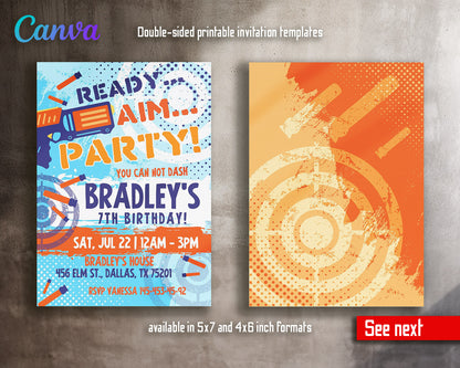 Dart Gun NERF Blaster  customizable invitation template | Share or Print | boy | KX379