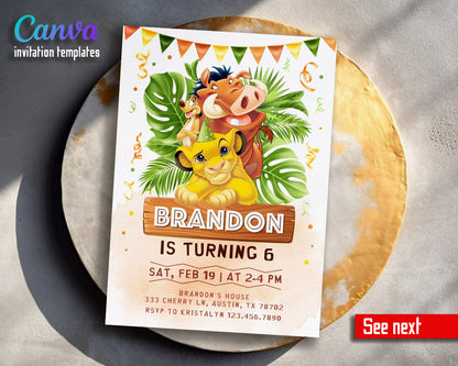 Lion King Simba customizable invitation template | Share or Print |  | LS892