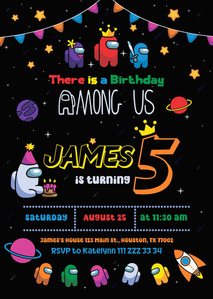 Among Us Gamer customizable invitation template | Share or Print |  | TQ845