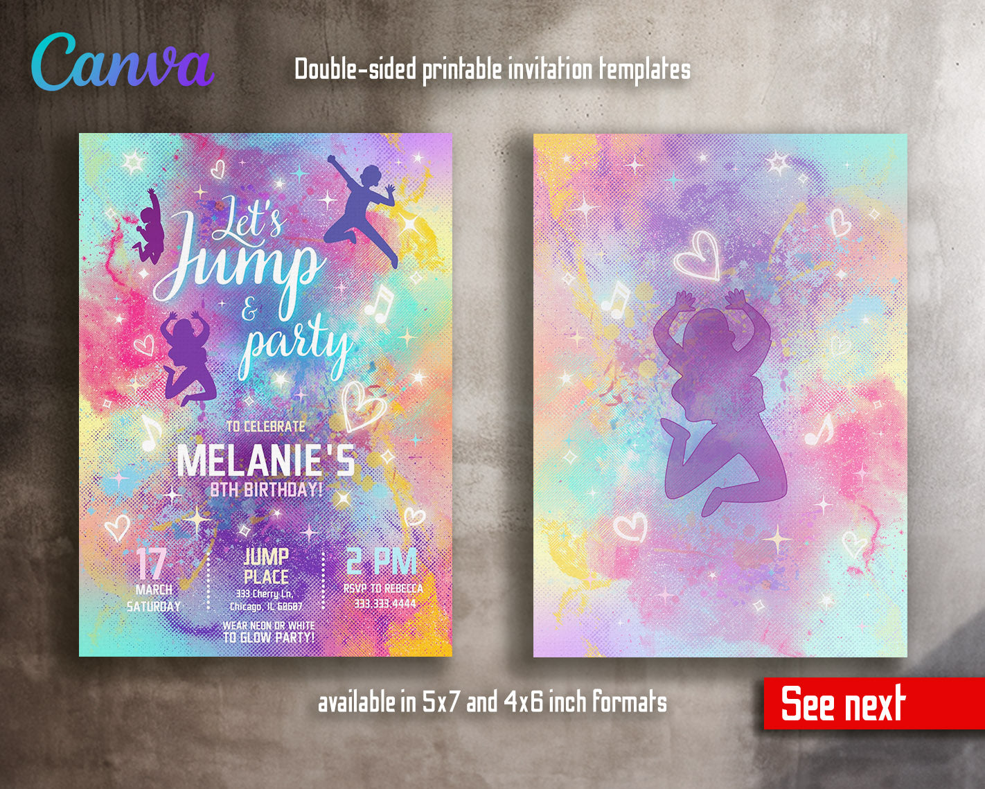 Trampoline Jump Party  customizable invitation template | Share or Print |  | ZA575