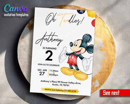 Mickey Mouse 2nd Birthday customizable invitation template | Share or Print |  | NI279