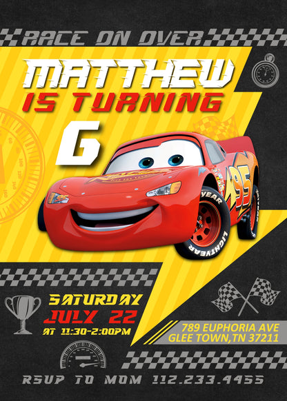 Cars Lightning McQueen customizable invitation template | Share or Print | boy | OH850