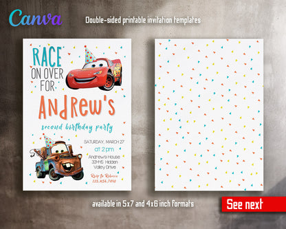 Cars Lightning McQueen customizable invitation template | Share or Print | boy | BV839