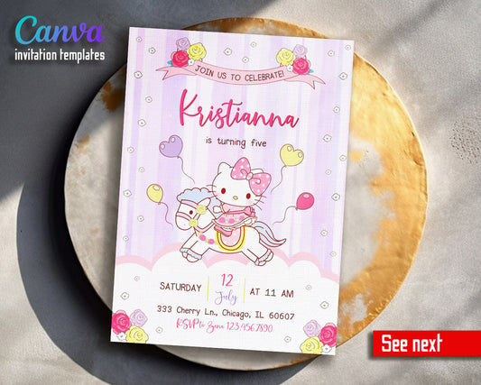 Hello Kitty Sanrio customizable invitation template | Share or Print | | JR563