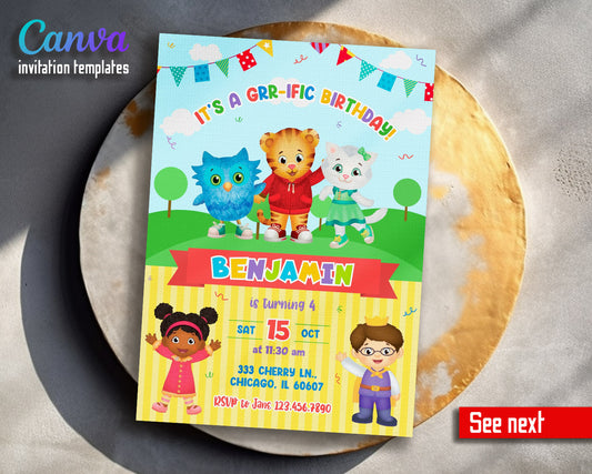 Daniel Tiger's Neighborhood  customizable invitation template | Share or Print |  | JE132