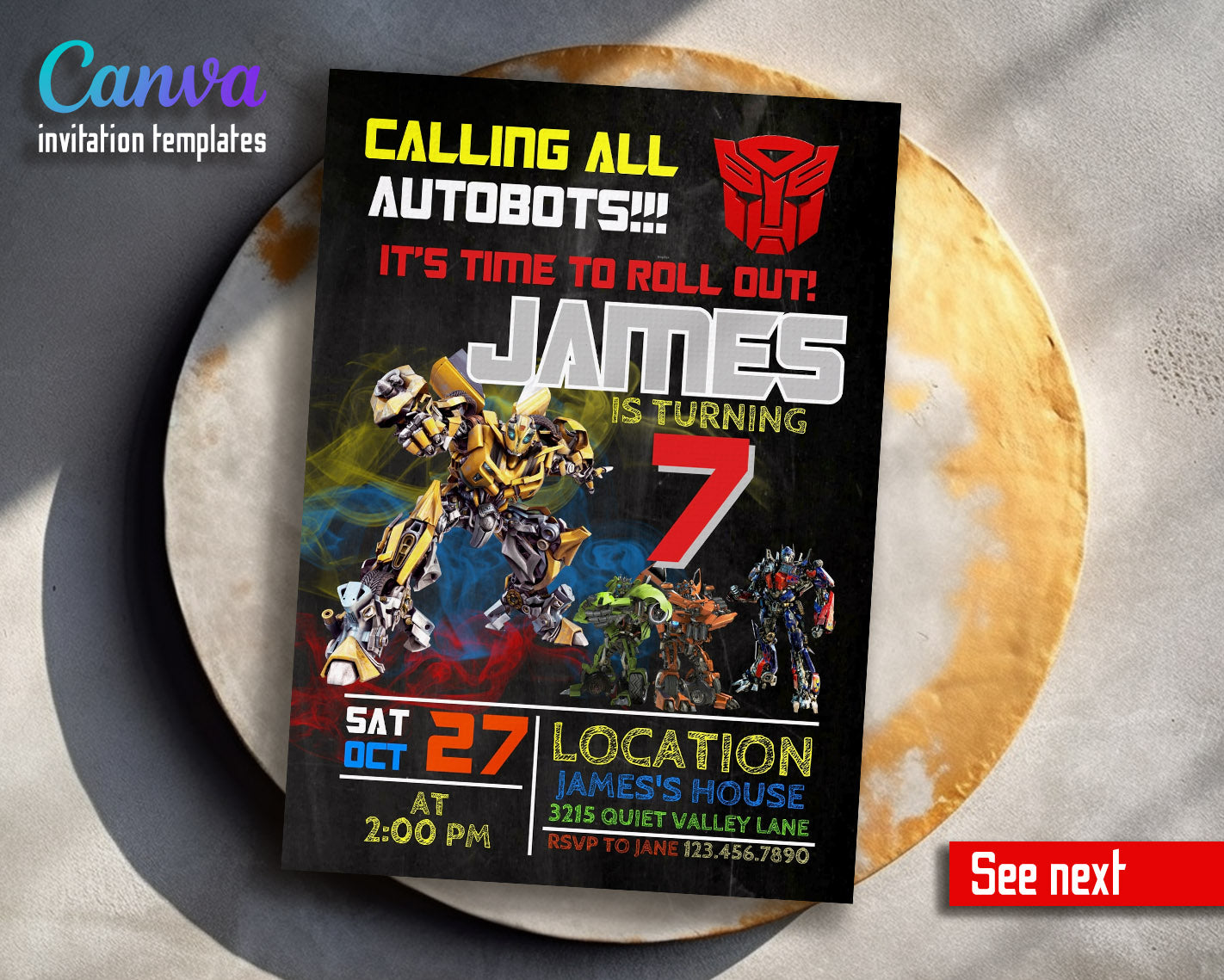 Transformers Rescue Bots customizable invitation template | Share or Print | boy | IM863