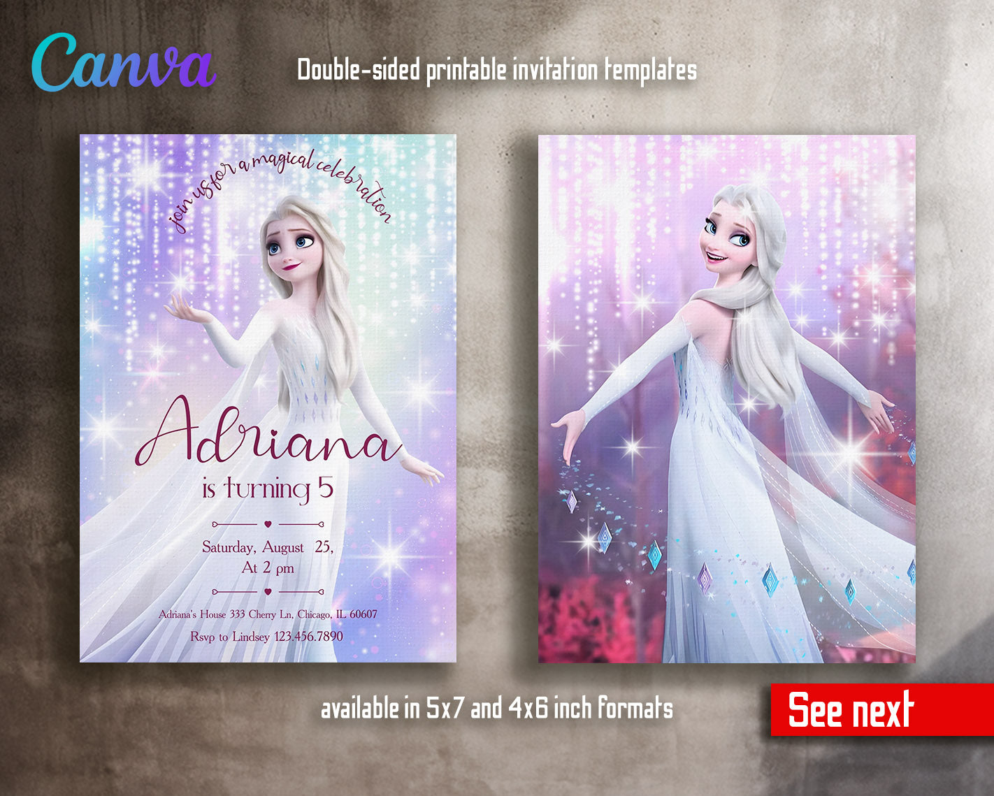 Frozen Elsa  customizable invitation template | Share or Print | girl | VN505