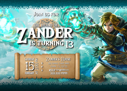 Legend of Zelda  customizable invitation template | Share or Print |  | XF290