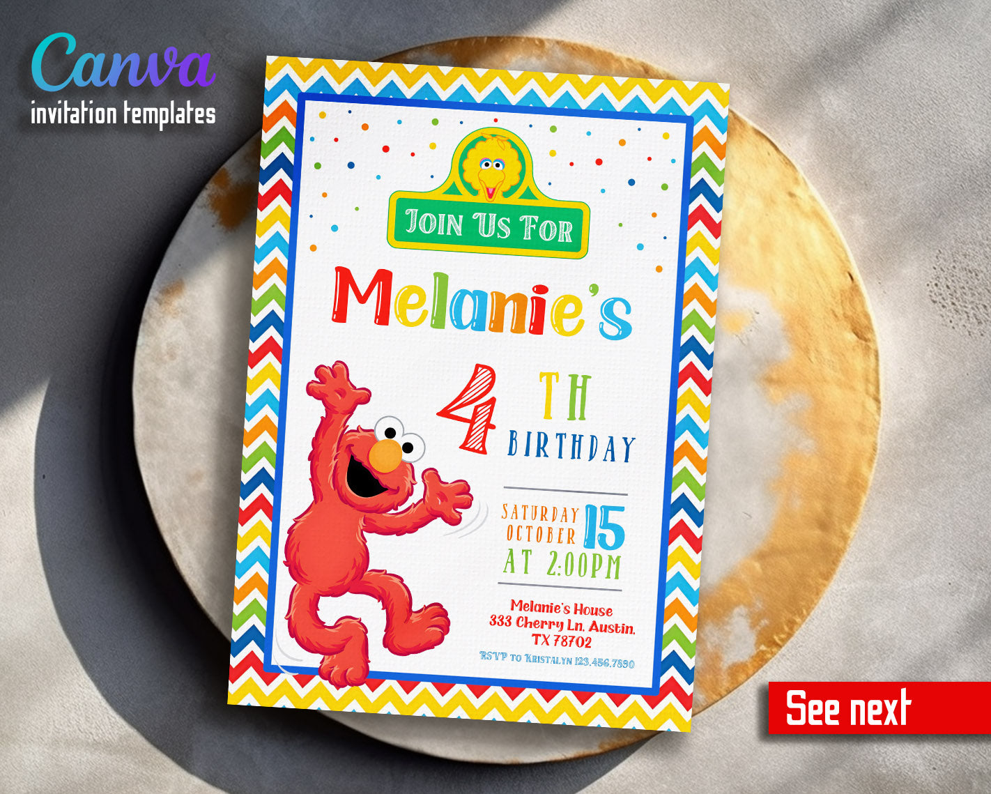 Sesame Street Elmo customizable invitation template | Share or Print |  | VM333