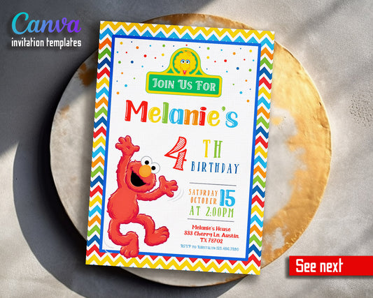 Sesame Street Elmo customizable invitation template | Share or Print |  | VM333