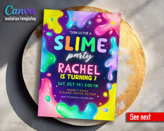 Slime Diy Party customizable invitation template | Share or Print |  | HE087