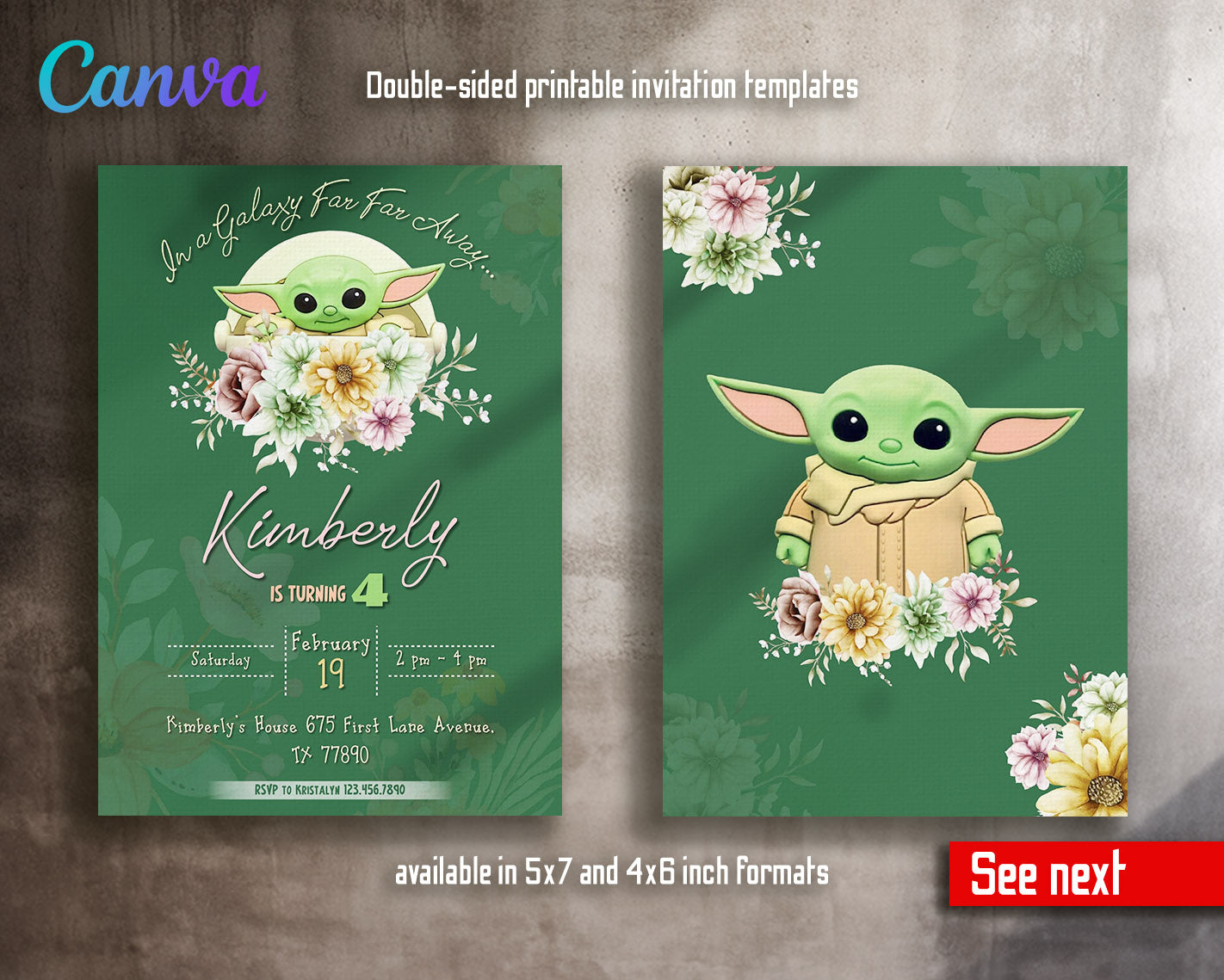 Baby Yoda Grogu Star Wars Mandalorian  customizable invitation template | Share or Print | boy | OG685