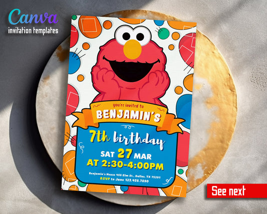 Sesame Street Elmo customizable invitation template | Share or Print |  | JT831