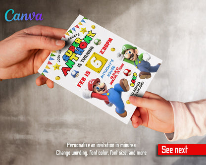 Super Mario Bros  customizable invitation template | Share or Print |  | MV272