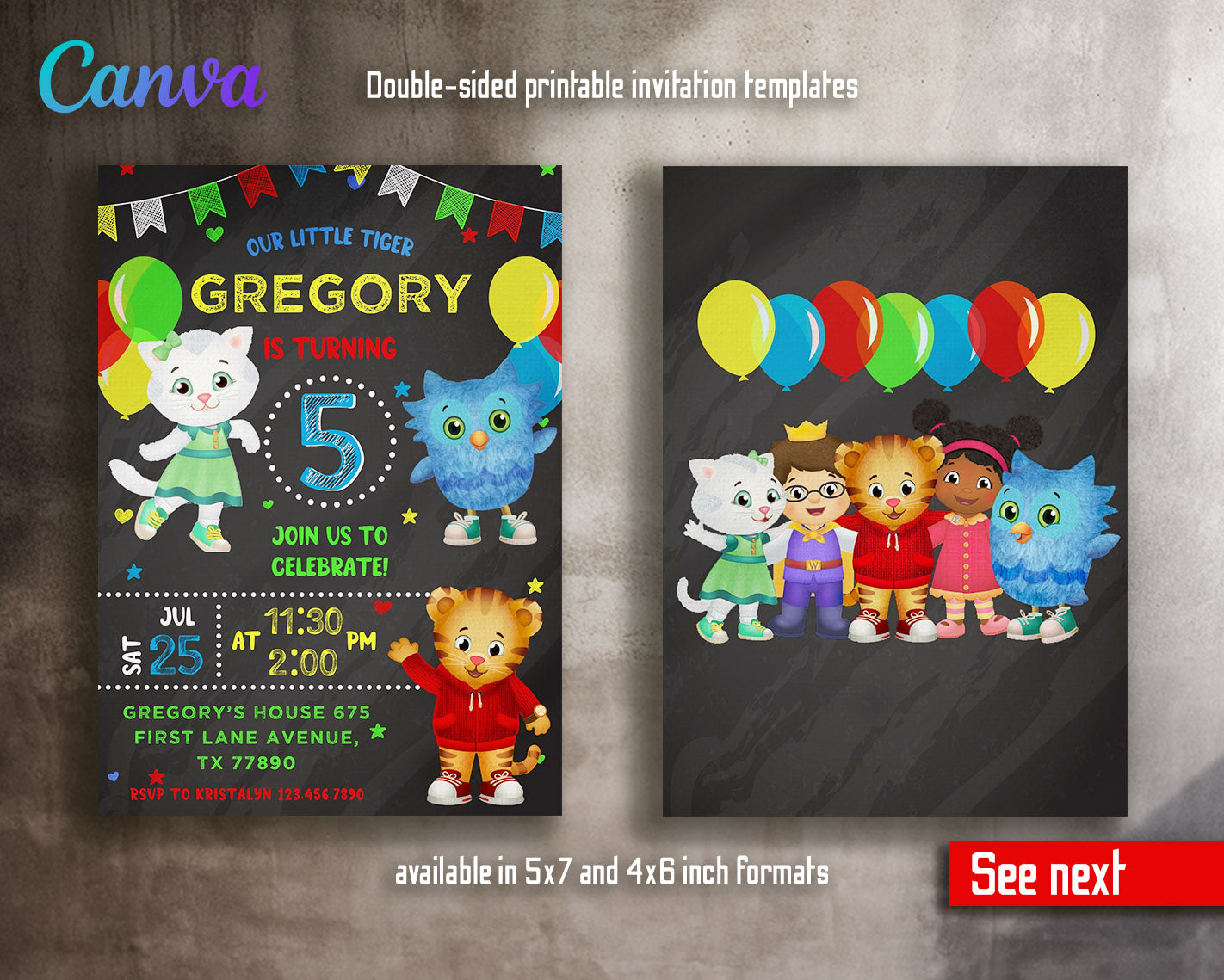 Daniel Tiger's Neighborhood  customizable invitation template | Share or Print |  | GH956