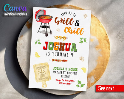 Grill Chill Bbq customizable invitation template | Share or Print |  | GU833