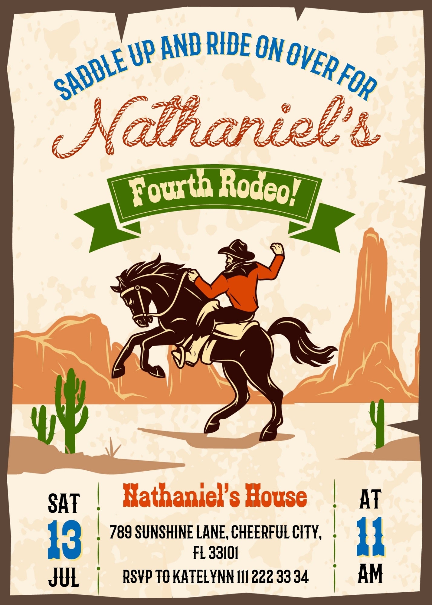 Cowboy Rodeo customizable invitation template | Share or Print | boy | CK012